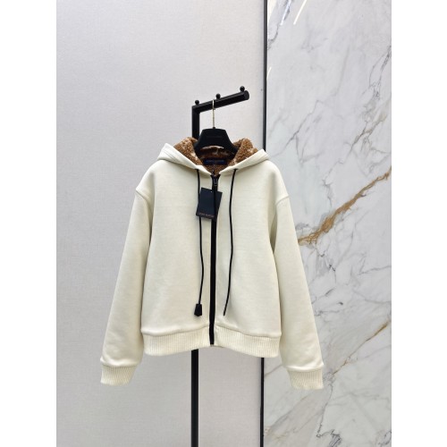 루이비통 25SS FW 후드 스트링 푸들 퍼 집업 점퍼