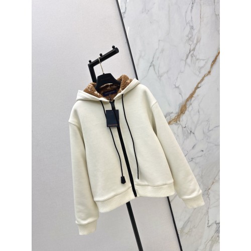 루이비통 25SS FW 후드 스트링 푸들 퍼 집업 점퍼