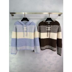 샤넬 25FW 배색 니트 후드 집업