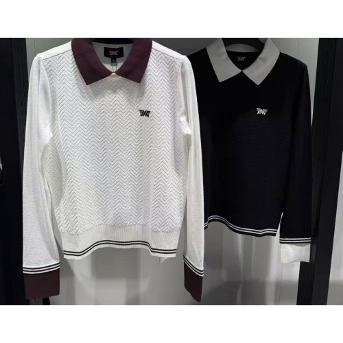 PXG 여성 25FW 카라 배색 니트 풀오버