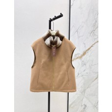 로로피아나 25SS 여성 밍크 퍼 카라 울 다운 베스트