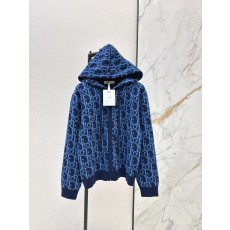 디올 26SS 여성 로고 집업 울 후드 자켓