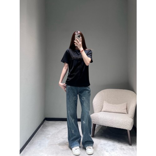 셀린느 26SS 여성 레터링 자수 반팔 티셔츠