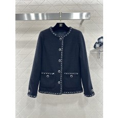 샤넬 25FW 여성 라운드넥 트리밍 울 원피스형 자켓