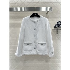 샤넬 25FW 여성 라운드넥 트리밍 울 원피스형 자켓