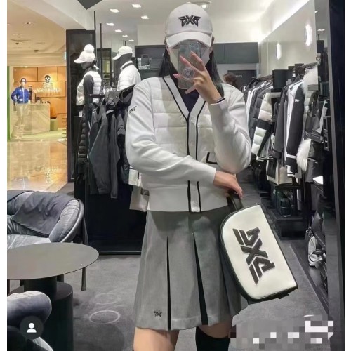 PXG 겨울 여성 다운 니트 믹스 자켓