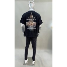 우영미 샹들리에 백 로고 티셔츠 블랙