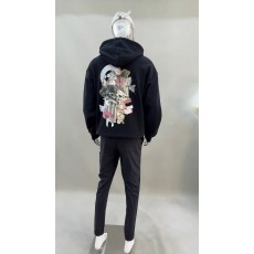 우영미 블랙 시티 그래픽 후드 티셔츠