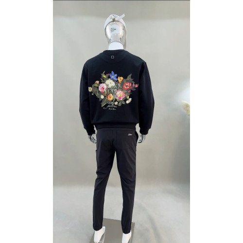 우영미 25FW 블랙 플라워 백로고긴팔티셔츠