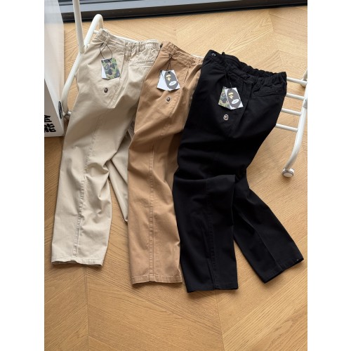 BAPE 자수 로고 솔리드 컬러 캐주얼 팬츠