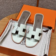 [찡댄] 에르메스 오란 샌들 악어가죽 버블 그린