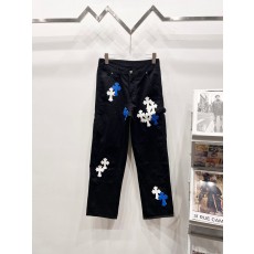 크롬하츠 텍스처드 레더 데님 카고 팬츠