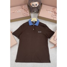 미우미우 브라운 피케 폴로 셔츠 ZP 남녀공용