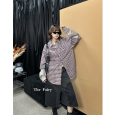발렌시아가 롱 슬리브 레이어드 체크 셔츠