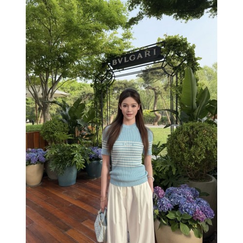 디올 26SS 마리니에르 쇼트 슬리브드 스웨터 블루