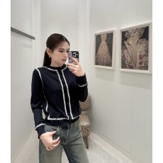 디올 실크 라운드 넥 니트가디건