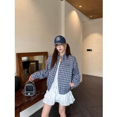 미우미우 블루 체크 자수 재킷 남녀공용 [ZP]